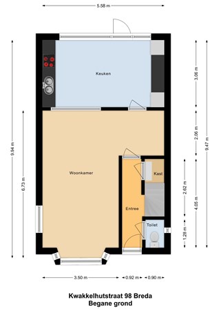 Floor plan - Kwakkelhutstraat 98, 4814 KR Breda 